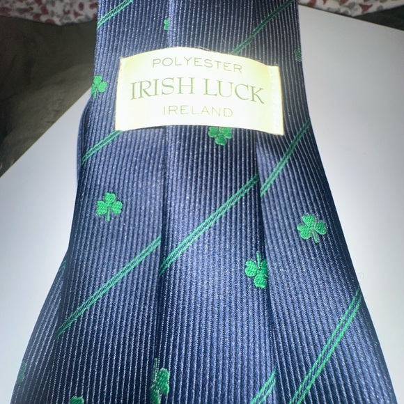 Irish Luck Navy Blue Tie with Green Shamrocks - Picture 8 of 11